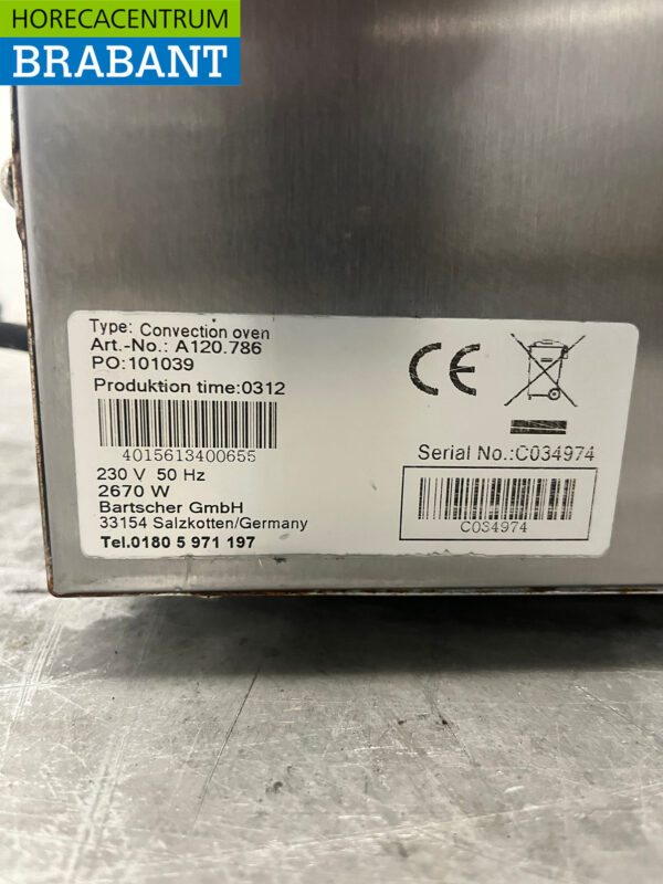Four à convection Bartscher AT90 en acier inoxydable 230V Horeca – Image 5