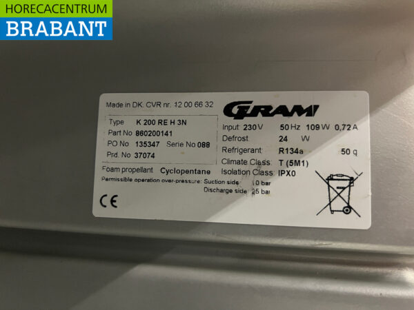 Réfrigérateur Gram en acier inoxydable 166 litres 230V Horeca – Image 5