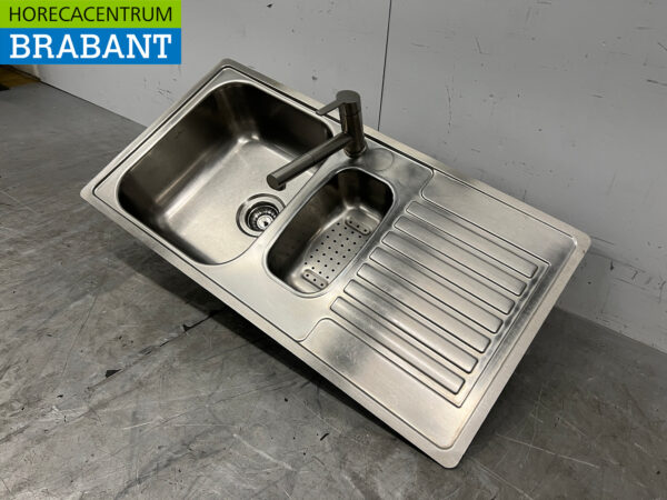 Plan de travail en acier inoxydable avec robinet 94 x 49 cm Horeca – Image 2