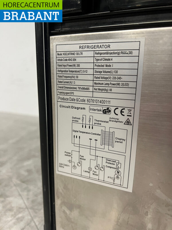 Vitrine réfrigérée 130 litres 230V Horeca – Image 6