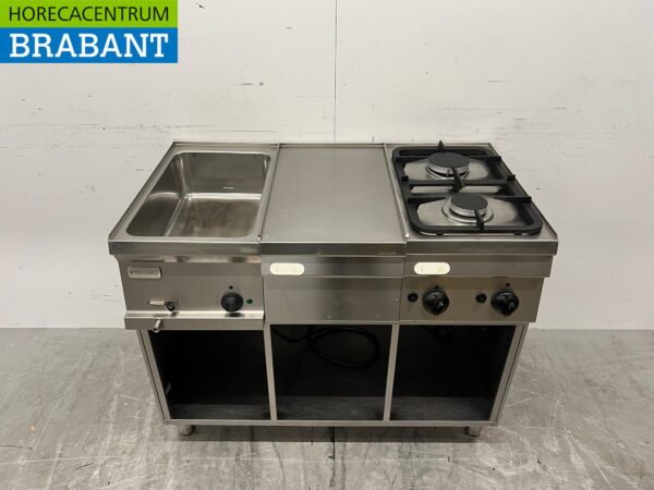 Acier inoxydable Electrolux Bainmarie ligne de cuisson et 2 brûleurs Gaz naturel 105 cm 230V + Gaz Horeca