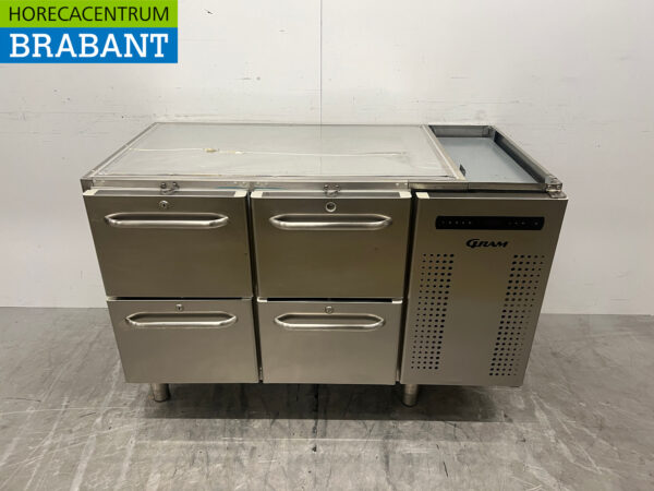 Acier inoxydable Réfrigérateur Gram 129 cm 4 tiroirs 230V Restauration