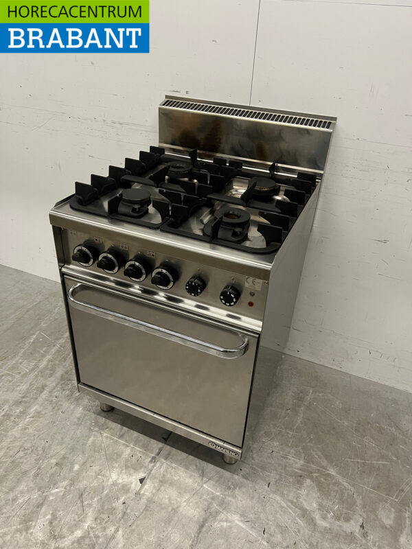 Plaque de cuisson Mareno en acier inoxydable 4 feux avec four 60 cm Gaz + 230V Horeca – Image 2
