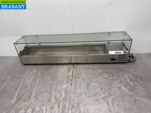 Vitrine de comptoir en acier inoxydable Countertop chiller saladière 9 x 1/4 GN 180 cm Horeca
