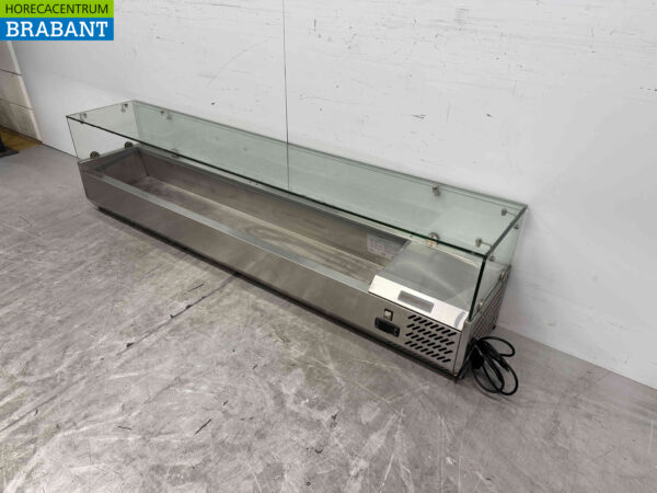 Vitrine de comptoir en acier inoxydable Countertop chiller saladière 9 x 1/4 GN 180 cm Horeca – Image 2