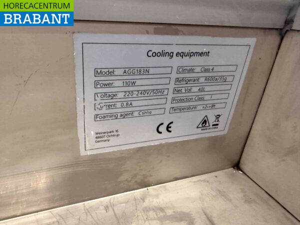 Vitrine de comptoir en acier inoxydable Countertop chiller saladière 9 x 1/4 GN 180 cm Horeca – Image 4