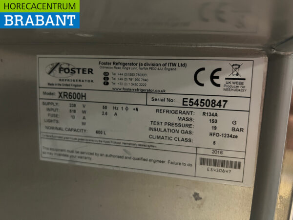 Acier inoxydable Foster Refroidissement 600 litres 230V Horeca – Image 5