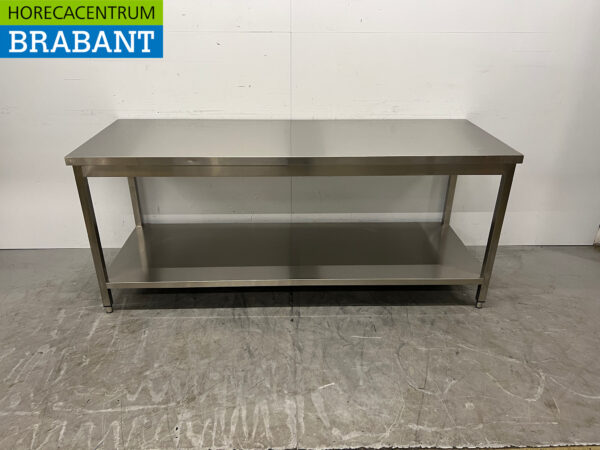 Table de travail en acier inoxydable avec étagère inférieure 200 x 70 x 84,5 cm Restauration