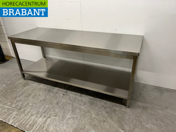 Table de travail en acier inoxydable avec étagère inférieure 200 x 70 x 84,5 cm Restauration – Image 2