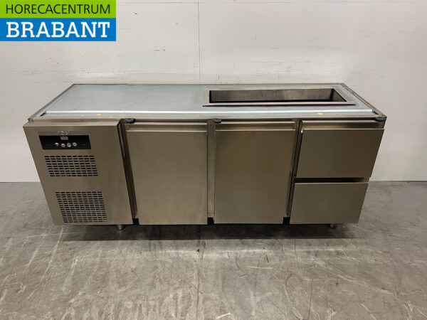 Établi réfrigéré Sagi en acier inoxydable 2 portes et 2 tiroirs 185 cm 230v Horeca