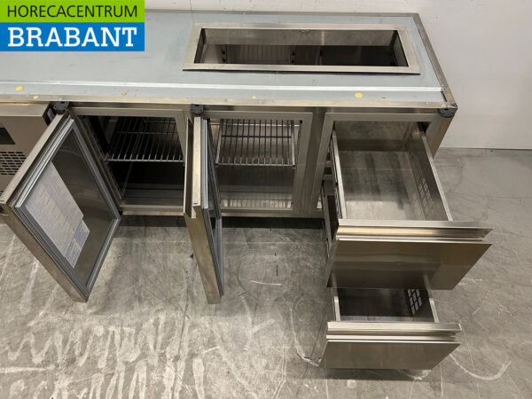 Établi réfrigéré Sagi en acier inoxydable 2 portes et 2 tiroirs 185 cm 230v Horeca – Image 5