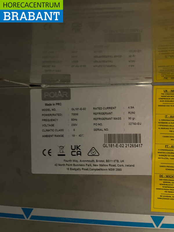 Congélateur Polar Patiserie en acier inoxydable 850 litres 230V Restauration Boulangerie – Image 5