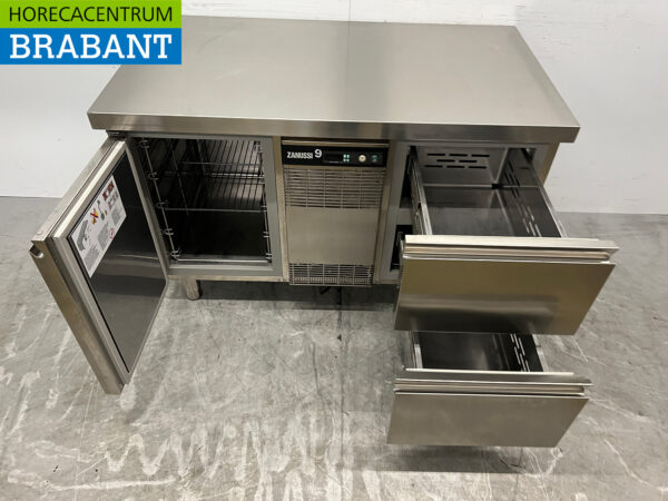 Établi réfrigéré Zanussi en acier inoxydable 1 porte et 2 tiroirs 127,5 cm 230V Horeca – Image 4