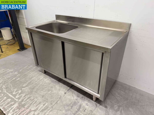 HCB Évier en acier inoxydable Évier 2 portes coulissantes Premium-line 140 cm Horeca (kopie) – Image 3