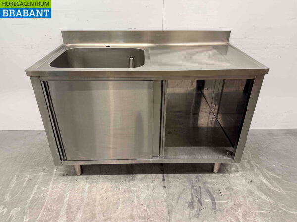 HCB Évier en acier inoxydable Évier 2 portes coulissantes Premium-line 140 cm Horeca (kopie) – Image 5