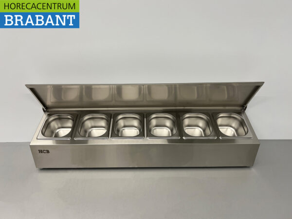 Porte-plateaux en acier inoxydable HCB GN avec couvercle 6 x 1/6 gastronorme GN 106 cm Horeca – Image 4