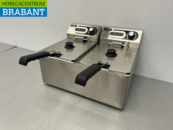 Acier inoxydable HCB Friteuse double 2 x 8 litres 230V Horeca – Image 2