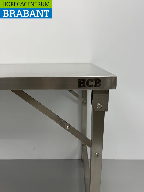 Table de travail pliante HCB en acier inoxydable 180 x 70 x 85 cm Restauration – Image 4