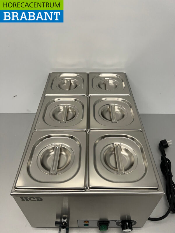 Bain marie en acier inoxydable 6 x 1/6 GN 230V Horeca – Image 4