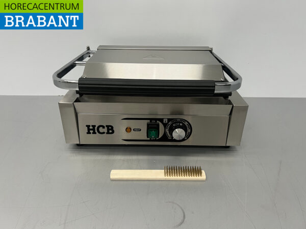 Gril de contact HCB en acier inoxydable Paninigrill Ribbed 230V Horeca