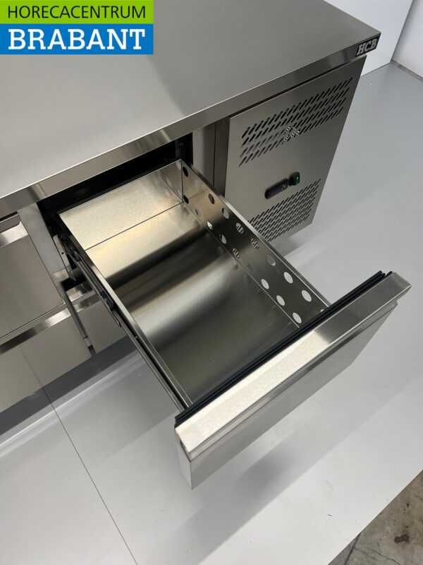 Acier inoxydable HCB Établi réfrigéré 8 tiroirs 223 cm 230V Horeca – Image 5