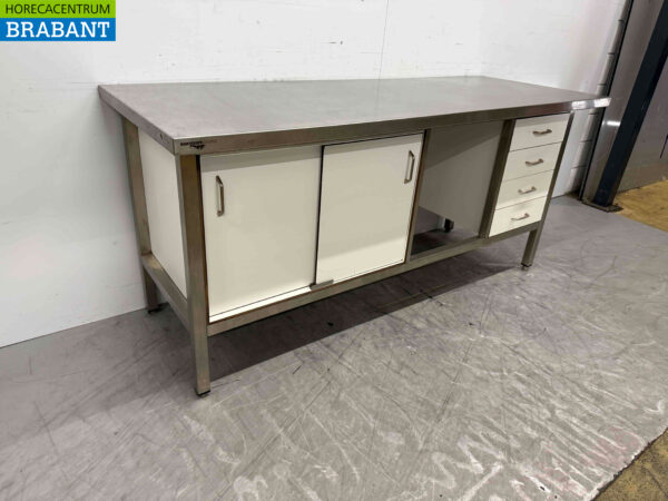 Armoire de travail Trespa en acier inoxydable Armoire à tiroirs 8 tiroirs 118 cm Restauration (kopie) – Image 2