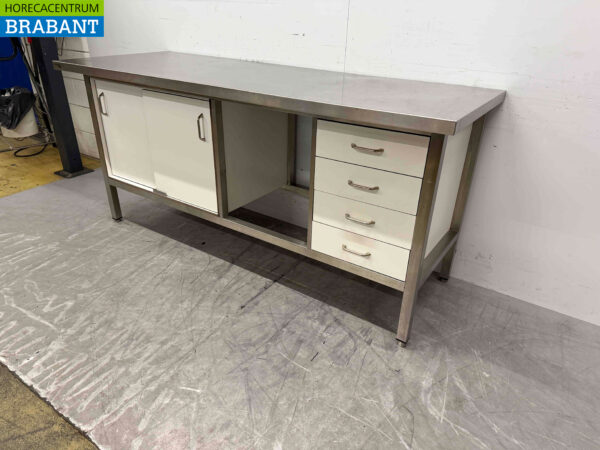 Armoire de travail Trespa en acier inoxydable Armoire à tiroirs 8 tiroirs 118 cm Restauration (kopie) – Image 3