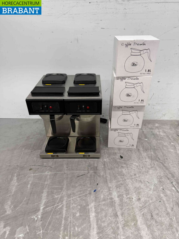 HCB acier inoxydable Machine à café double Machine à café avec 4 verseuses 1,8 litres 230V Horeca