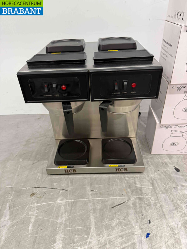 HCB acier inoxydable Machine à café double Machine à café avec 4 verseuses 1,8 litres 230V Horeca – Image 4
