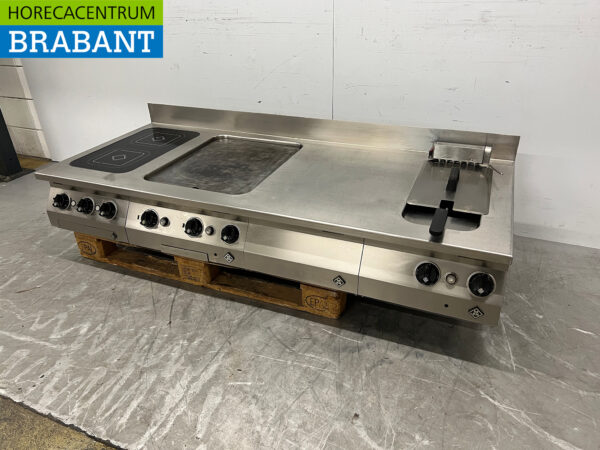Acier inoxydable MKN Ligne de cuisson Cuisinière électrique avec plaque et friteuse 170 cm 400V Horeca – Image 2