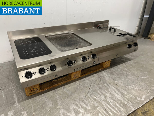 Acier inoxydable MKN Ligne de cuisson Cuisinière électrique avec plaque et friteuse 170 cm 400V Horeca – Image 3