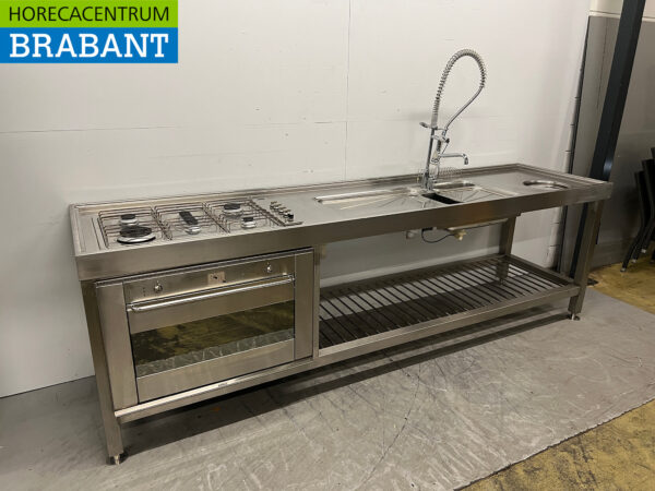 Évier en acier inoxydable avec cuisinière et robinet d'évier 299,5 cm Horeca – Image 2