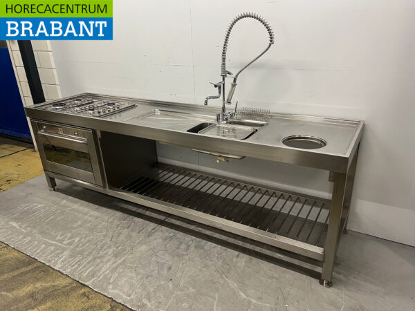 Évier en acier inoxydable avec cuisinière et robinet d'évier 299,5 cm Horeca – Image 3