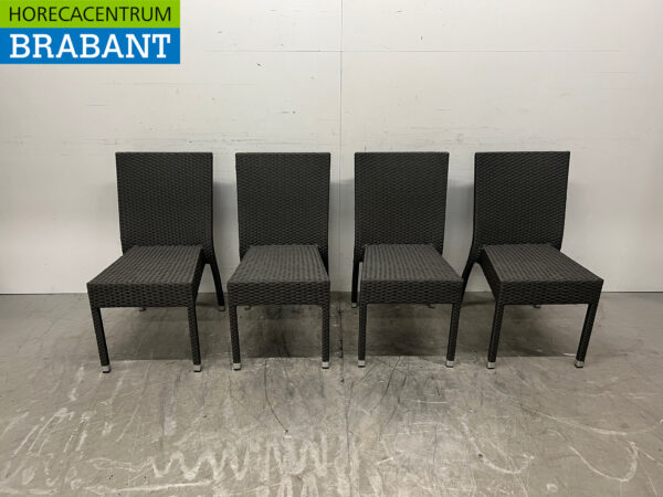 Chaises Bolero en polyrotan anthracite (4 pièces) Restauration empilable