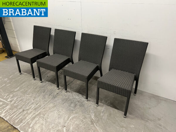 Chaises Bolero en polyrotan anthracite (4 pièces) Restauration empilable – Image 2