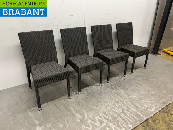 Chaises Bolero en polyrotan anthracite (4 pièces) Restauration empilable – Image 3