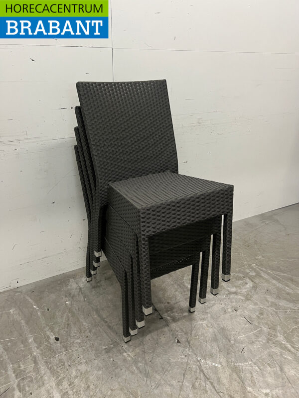 Chaises Bolero en polyrotan anthracite (4 pièces) Restauration empilable – Image 4