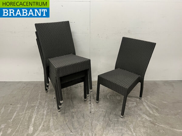 Chaises Bolero en polyrotan anthracite (4 pièces) Restauration empilable – Image 5