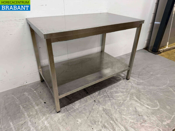 Table de travail en acier inoxydable avec étagère 120 x 70 x 89,5 cm Horeca – Image 2