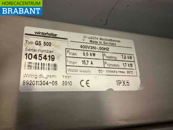 Acier inoxydable Winterhalter GS502 GS 502 Lave-vaisselle coulissant 400V Horeca – Image 5