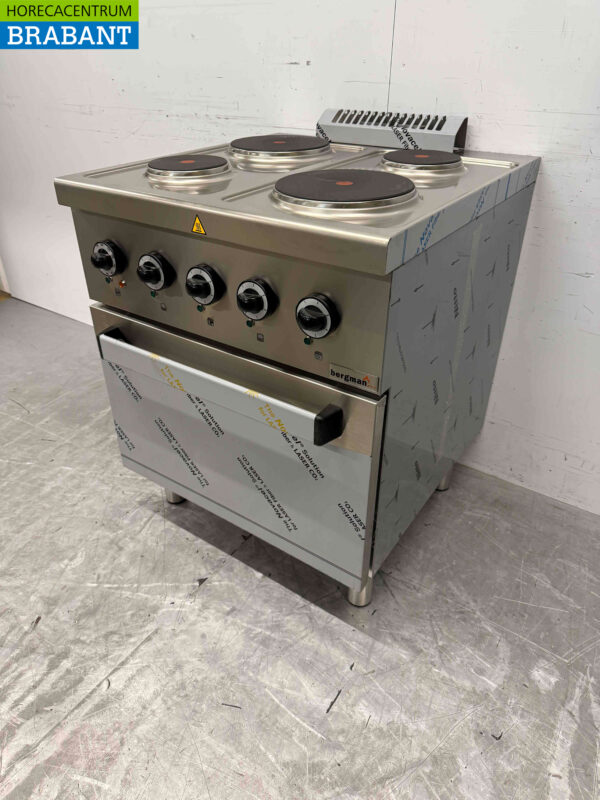 Plaque de cuisson électrique MBM en acier inoxydable à 4 feux avec four 70 cm 400V Horeca – Image 4