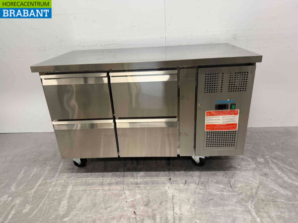 Établi réfrigéré Polar en acier inoxydable 4 tiroirs 136 cm 230V Horeca