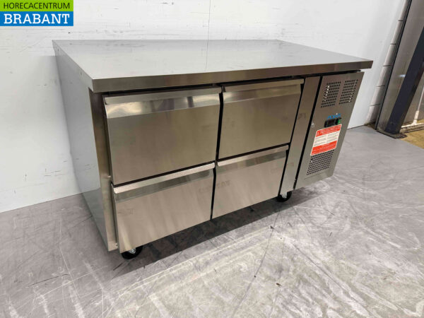 Établi réfrigéré Polar en acier inoxydable 4 tiroirs 136 cm 230V Horeca – Image 3