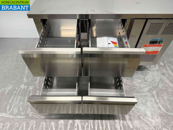 Établi réfrigéré Polar en acier inoxydable 4 tiroirs 136 cm 230V Horeca – Image 4