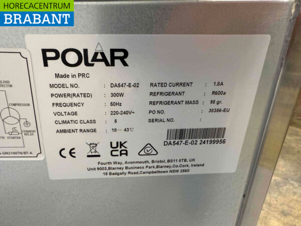 Établi réfrigéré Polar en acier inoxydable 4 tiroirs 136 cm 230V Horeca – Image 5