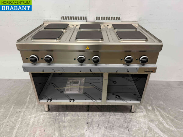 Plaque de cuisson électrique MBM en acier inoxydable à 6 feux avec base ouverte 110 cm 400V Horeca