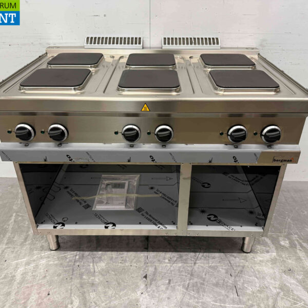 Plaque de cuisson électrique MBM en acier inoxydable à 6 feux avec base ouverte 110 cm 400V Horeca