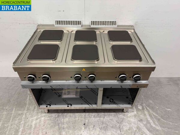 Plaque de cuisson électrique MBM en acier inoxydable à 6 feux avec base ouverte 110 cm 400V Horeca – Image 2