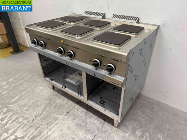 Plaque de cuisson électrique MBM en acier inoxydable à 6 feux avec base ouverte 110 cm 400V Horeca – Image 3