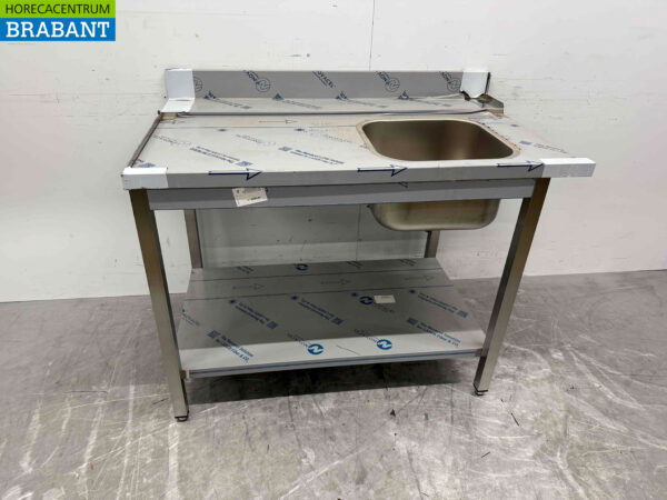 Table d'alimentation en acier inoxydable pour lave-vaisselle à passage 120 cm Horeca
